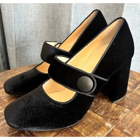 Tuckernuck Velvet Ellie Block Maryjane Heel black Size 8 - Picture 5 of 16